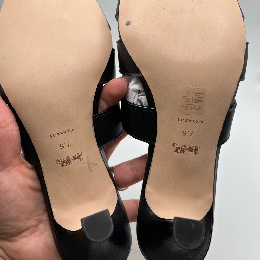 NWB COACH Tillie Leather Sandal black leather heels size 7.5 - Picture 11 of 11